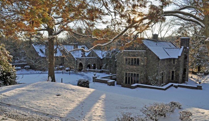 Mansion in Snow at Ridley Creek State Park by Pamela Cloud