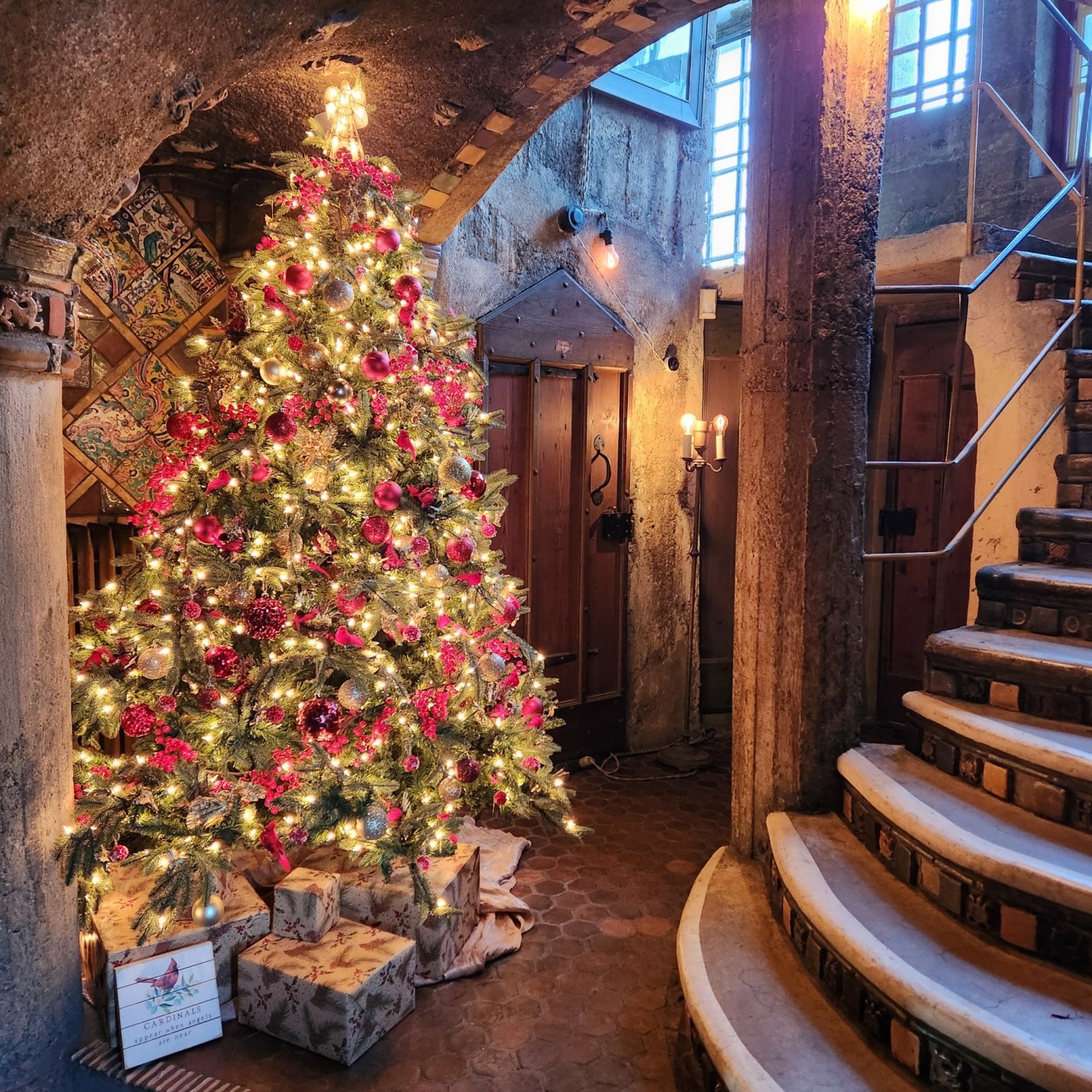 Christmas Tree at Fonthill Castle in Doylestown by Pamela Cloud.